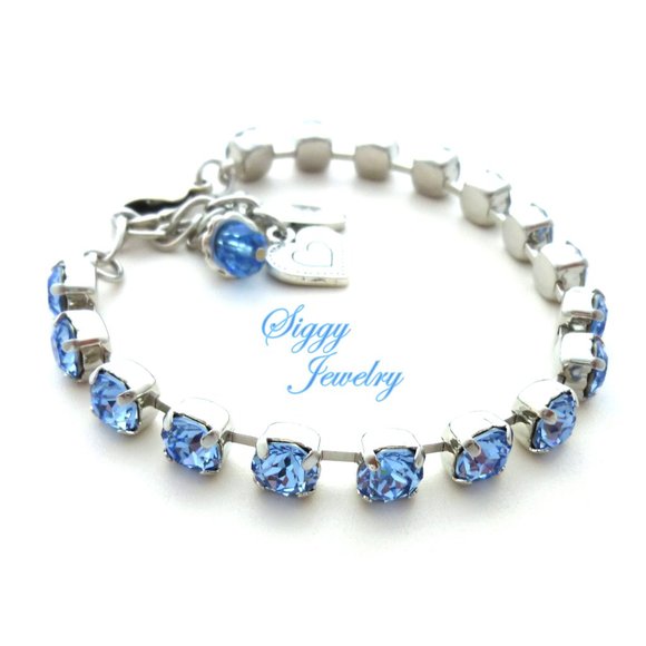 Light Sapphire Tennis Bracelet made with Genuine Austrian Crystals in 6mm - Picture 6 of 7
